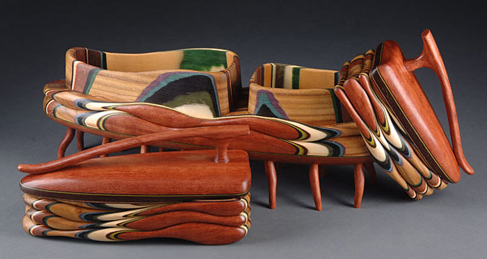 Centipede Box: Bubinga and Chinaberry: Opened