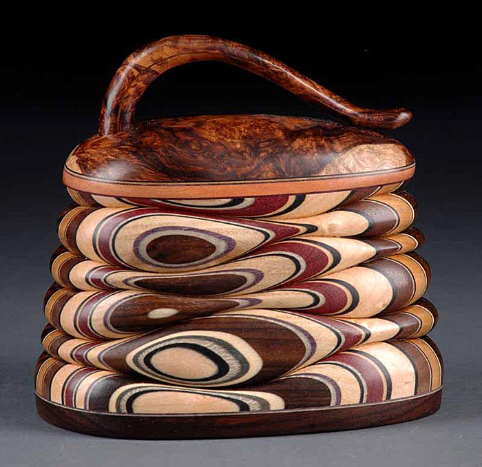 Egg-shaped Box with Honduras Rosewood Burl a