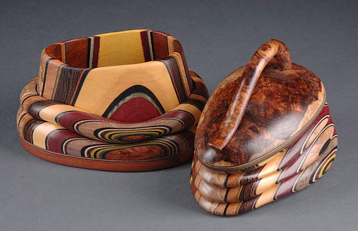 Egg-shaped Box with Honduras Rosewood Burl b