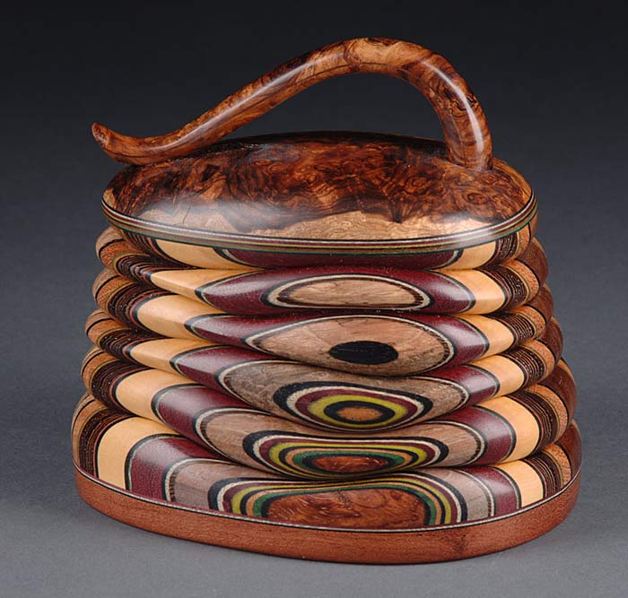 Egg-shaped Box with Honduras Rosewood Burl b