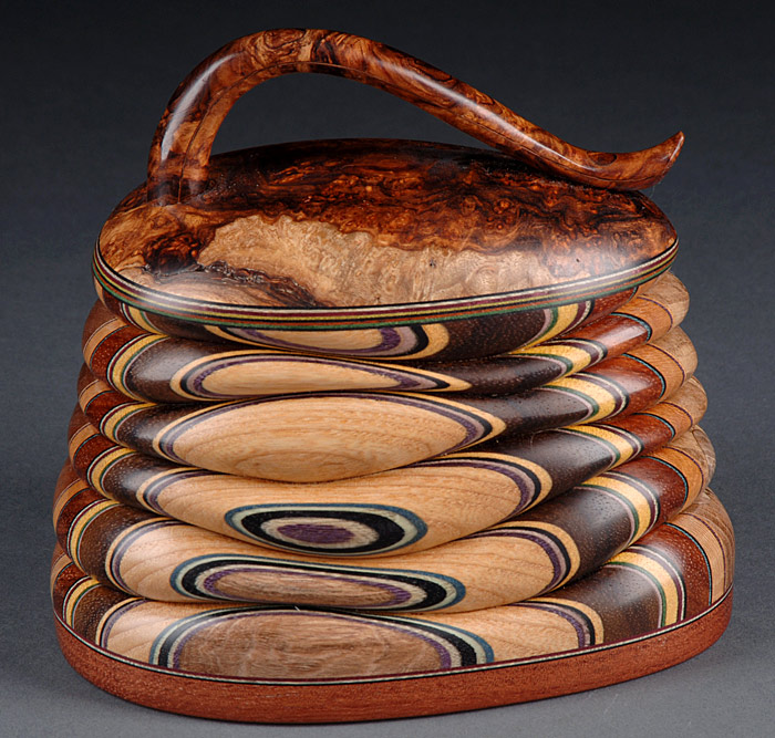 Egg-shaped Box with Honduras Rosewood Burl b
