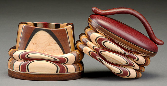 Medium Box with Handle Purpleheart, Hackberry, Afzelia Burl